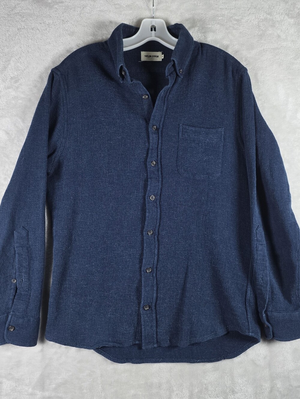 Taylor Stitch The Jack Rinsed Indigo Waffle Button Down Mens Size 40 Long Sleeve